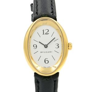 Oval White Dial 18k Y Gold Ladies Quartz Watch